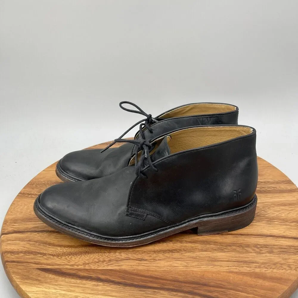 Frye James Boots Mens Size 9.5 D Black Leather Chukka Casual Business Dress Shoe